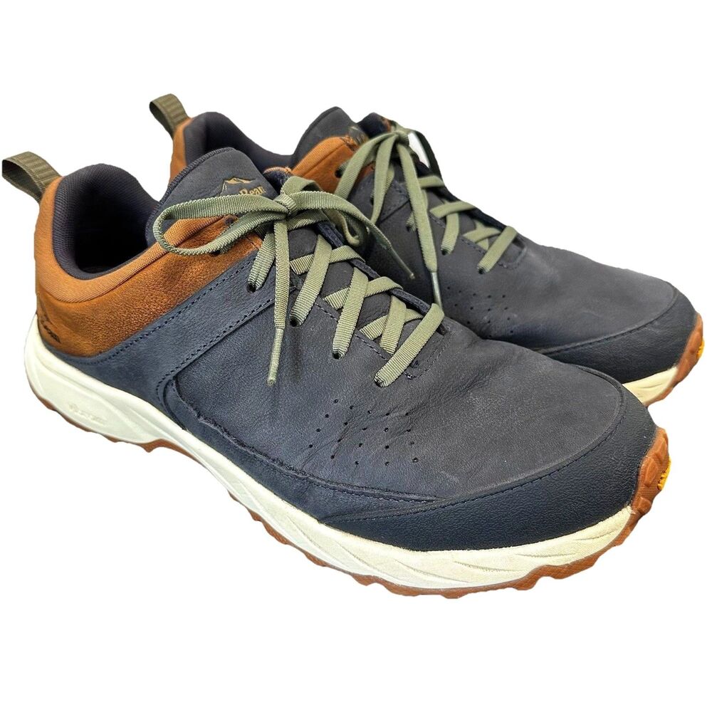 L.L.Bean Trailfinder Hiker Shoes Mens 10M Navy Brown Leather Vibram Hiking